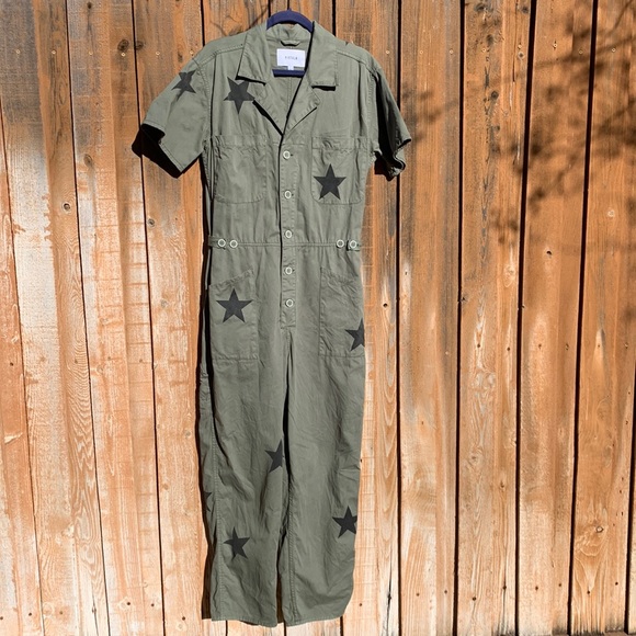 pistola Pants - Pistola Grover Jumpsuit in Royal Honor size Large L Army Green black stars